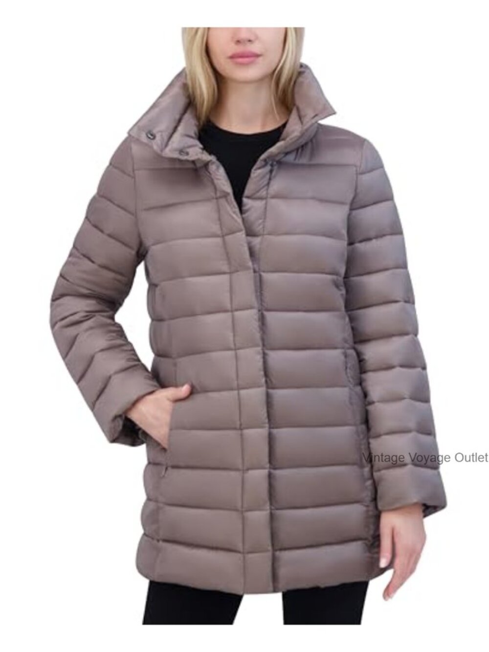 Women's Mid-Length Quilted Puffer Coat Winter Jacket Water-Resistant